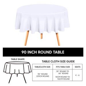 90” Round white table cloth
